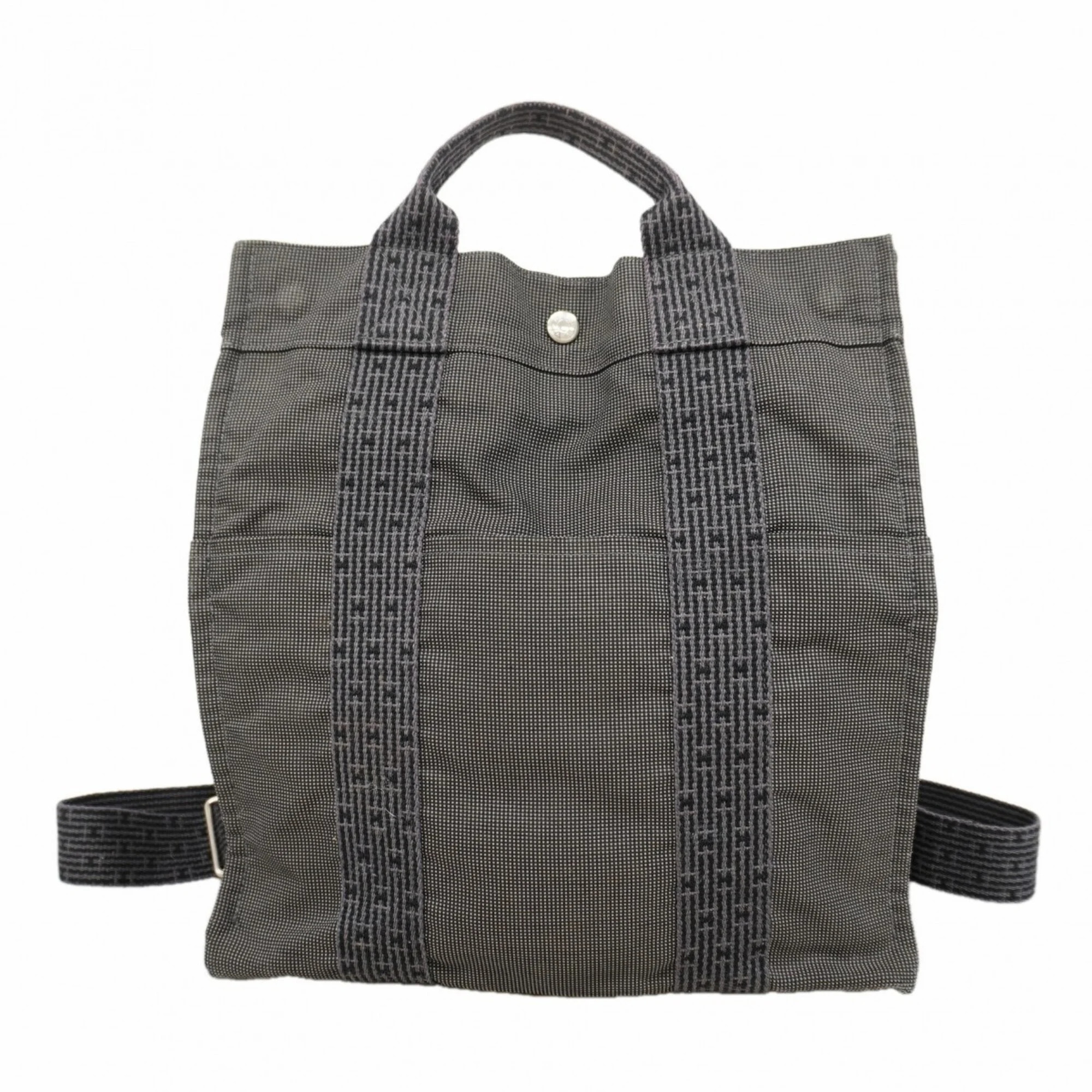 Hermes Backpack/Daypack, Herline Ad Mm, Canvas, Gray, Men's/Women's